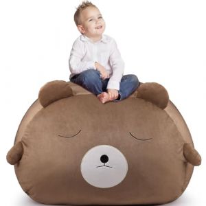 GAGAKU Pouf Chambre Peluche Rangement Sac Haricots Enfant - 200L- Taille XXL - Pouf Salon Fauteuil Peluche Chambre Filles - Grande Ours Brun - Fermeture Éclair Gros- Marron (Brandworl FR, neuf)