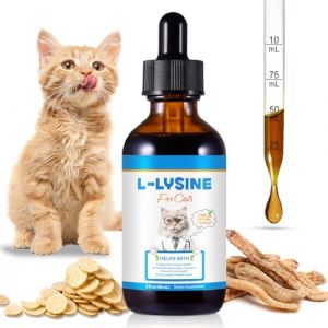 HEXIN L-Lysine pour chats 60 ml - Gouttes de L-Lysine pour chats, L-Lysine pour Herp&egrave;svirus F&eacute;lin (Refroidissement F&eacute;lin), Soulagement des allergies et &eacute;ternuements (XJKVB, neuf)