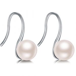 Boucles d'Oreilles Perle Femme Boucles d'Oreilles Pendantes Perles Femme Boucles d'Oreilles Fausse Perle Argent Sterling Boucles d'Oreilles Perle Levier Pour Femme Boucles d'Oreilles Argent Perle (Miaofu Fine Jewelry, neuf)