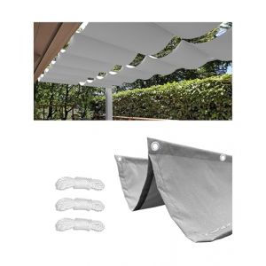 Toile D'ombrage Rétractable 3x3.6m Imperméable Rectangulaire Vague Voile Ombrage Filet D'ombrage Bâche Ombrage Protection UV Solaire pour Jardins Balcons Terrasse Pergola Gris Clair (Woace®, neuf)