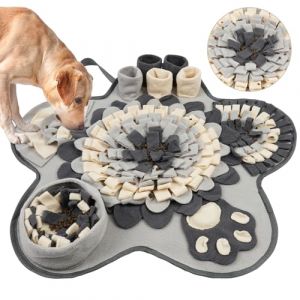 OSDUE Tapis &agrave; renifler pour Chien, 60CM Cinq &Eacute;toile Tapis de Fouille Alimentation Lente, Tapis Reniflant Formation d&rsquo;Animaux Lavable en Machine Pliable pour Lapin, Chat, Chien (Gris Blanc) (PLUM-MARKETING, neuf)