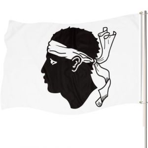 150x90cm Drapeau de la Corse avec 2 Boutons en Laiton Tête de Maure Pavillon Nautique Province Corse Spécial Pour Festivités Extérieures et Intérieures Convient à Toutes Les Occasions (WUSEYUN, neuf)