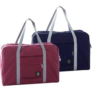 Lot de 2 Sacs de Voyage Pliables imperm&eacute;ables, Sacs de Nuit l&eacute;gers Cabas de Voyage, pour la Salle de Sport, Les Vacances (Bleu Marine, Bordeaux) (zhuhaishijieerweikejiyouxiangongsi, neuf)