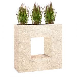 Pflanzwerk® Pot de Fleur Fibre de Verre Vista Antique Sable 66x66x28cm *Jardinière antigel* *Protection UV* *Qualité européenne* (Pflanzwerk Deutschland GmbH, neuf)