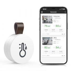 Brifit Thermometre Interieur Bluetooth, Mini Thermom&egrave;tre Hygrom&egrave;tre avec App, Stockage de Donn&eacute;es, Capteur Humidit&eacute;, Thermometre Hygrometre Interieur, Thermom&egrave;tre Connect&eacute; pour Maison, Bureau, Chambre (Feytin FR, neuf)