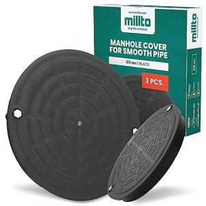 Millto 3X Couvercle de puits/canalisation/fosse de visite 315mm Tube lisse Noir Couvercle de puits en polypropylène Système d’évacuation des eaux usées Rond Cl. A15 (Instalguru-fr, neuf)