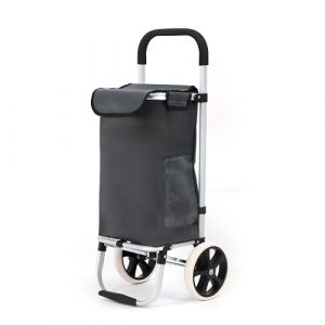 42Litres Aluminium Chariot de Courses Pliable avec Compartiment étanche, Grand Caddie Course, Chariot à roulettes, cadie a roulettes de Courses, Sac a Roulette Course, Shopping Trolley - Gris (Trade 2u, neuf)
