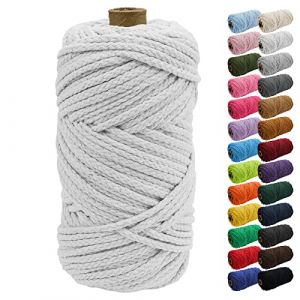 Uiopa 5mm Corde Macramé, 90m Corde en Coton Macramé, Cordelette Naturel Fil Macramé de Tressée DIY pour Cintres de Plantes, Tenture Murale, Attrape-Rêves, Jardin, Projets de Bricolage (XEYUAN, neuf)