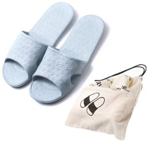 Anmerl Chaussons de Voyage Antid&eacute;rapants - Sandales de Douche Rapide S&eacute;chage Hommes Femmes, Pantoufles Pliables avec Sac de Transport L&eacute;ger pour Plage/Piscine/H&ocirc;tel (ANMERL, neuf)