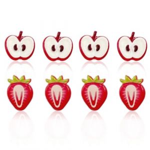 JEYORZY 4Paires Boucles d'Oreilles Mignonne, Boucles d'Oreilles Fraise Fruits Boucle D'oreille, Boucles d'Oreilles Magnétique femme, Boucle d'Oreilles Non Piercing, Magnétiques Fruits Boucle d'Oreille (Wacicy EU, neuf)
