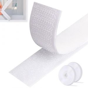 Zyluniy Rubans Adh&eacute;sifs 5M, Bande Autocollant Extra Fort, Bande Agrippantes Adh&eacute;sives, Ruban Scratch Hook Loop Bande Adh&eacute;sives Autoadh&eacute; pour Tous Les Types D'installations Cadre Photo 30mm Large,Blanc (MATERSE, neuf)