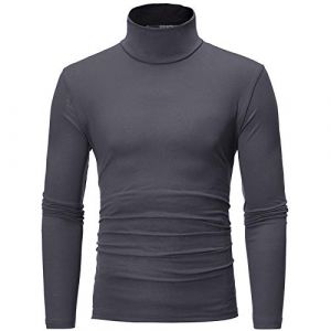 Homme T-Shirt Thermique Manches Longues Haut Thermique Hiver Pull Chaud Maillot de Corps sous-Vêtement de Détente Chemise à Col Roulé Top Sport Sweat Homme M-3XL Pull (SUNNSEAN, neuf)