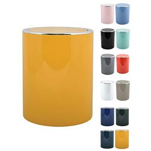 MSV Salle de bains Aspen Design Poubelle salle de bains Poubelle à pédale Poubelle Push à couvercle basculant Récipient à ordures à couvercle oscillant 6 Litres (ØxH): approx. 18,5 x 26cm Jaune pastel (Bath & Home, neuf)