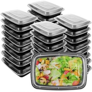FWEEK 25 Barquettes Plastique Alimentaires 750ML, Bo&icirc;tes Meal Prep R&eacute;utilisables, Tupperware Plastique pour Cong&eacute;lation et Micro-ondes, Batch Cooking Boite, Bo&icirc;te Cong&eacute;lation Alimentaire Sans BPA (FWEEK, neuf)