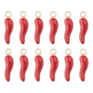 SUPERFINDINGS 40 Pcs breloque Poivre Breloque Piment Mini Charms Alimentaires V&eacute;g&eacute;tales Pendentif Fruit Rouge Breloque Chaude Pendentifs en Alliage &Eacute;maill&eacute; de Bijoux pour Fabrication de Bijoux (SUPERFINDINGS  FR, neuf)
