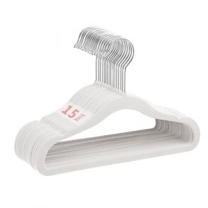 MangoKit 15 Baby Cintre en Velours Antid&eacute;rapant, Cintre pour Nourrissons et Jeunes Enfants, Cintre pour Enfants Peu Encombrant, Crochet Rotatif &agrave; 360 Degr&eacute;s, Cintre Robuste et Durable (28cm, Blanc) (Mangokit Store, neuf)