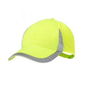 BLUECHOLON Casquette de sport à 6 panneaux, polyester, haute visibilité, jaune fluo, réglable, visière et avant réfléchissants, partie arrière avec filet respirant, Jaune fluo, 58/60 cm (Mibandera, neuf)