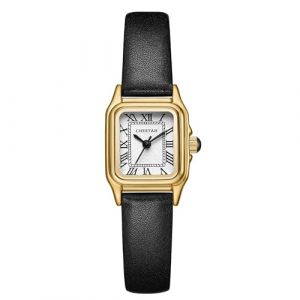 CHEETAH Montres pour Femmes à Quartz Analogique avec Cuir Bracelet Vintage, Boîtier Rectangulaire, Cadran Romain, Montre-Bracelet Numérique étanche Acier Inoxydable Petit Cadran pour Femmes et Filles (Zeitrad, neuf)