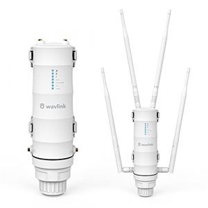 Répéteur Wi-FI extérieur WAVLINK AC1200, répéteur Wi-FI extérieur avec Power Over Ethernet, étanchéité IP65, RJ45 Gigabit, MU-MIMO, 4 antennes 7 dBi pour extérieur 100 m (Wirelessforce-UK, neuf)