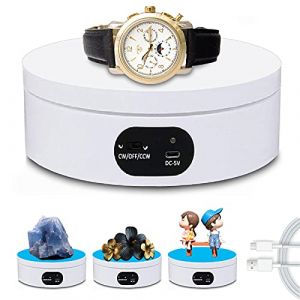 YVVV Plateau Tournant Electrique, Pr&eacute;Sentoir Rotatif &eacute;Lectrique, 360&deg;Photographie Automatique,Affichage Rotatif du Produit (blanc-120 x 45 mm) (YVVV-EU, neuf)