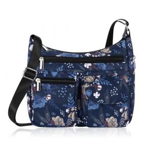 HUA ANGEL Sac Bandoulière Femme Polyester Léger Petit Sac à Main Tissu Sac Besace avec Multiples Poches Voyage Sport Shopping Travail Université (HUAANGEL, neuf)