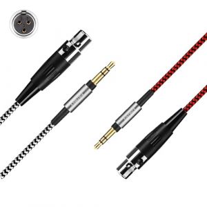 Earmax C&acirc;ble en nylon MiniXLR pour AKG Q701 K712 K272 K371 K141 K171 K175 K245 K181 K181DJ K267 K701 K702 K271S K712PRO Pioneer HDJ-2000 2000MK II H118. H128 DT1770Pro 1990Pro (noir rouge 120 cm) (MusicMate2015, neuf)