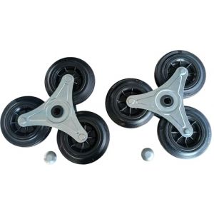 RLW-Ger&auml;tevertrieb &Eacute;toiles de roue pour chariot d'escalier, caoutchouc plein 160 x 40 mm, noir, 3 roues avec roulement coulissant et roulement &agrave; rouleaux, bo&icirc;tier en t&ocirc;le d'acier galvanis&eacute;, capacit&eacute; (renate201, neuf)