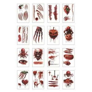 Autocollants De Tatouage Tridimensionnels Accessoires De Tatouage Autocollants De Tatouage Rouge Autocollants De Tatouage Décoratifs De Vacances Autocollants De Tatouage Paquet De 16 PCS (Parque Sheyas, neuf)
