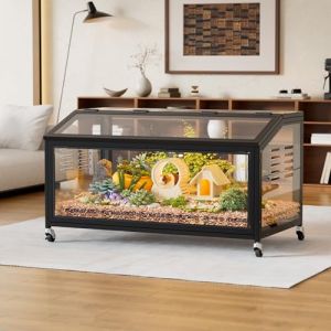 MSFE Cage pour Hamster &agrave; roulettes, 100x51x50cm Habitat Rongeurs Transparent de Vue Panoramique 360&deg;, Grande Cage &agrave; Rongeurs, Respirant sur Trois c&ocirc;t&eacute;s, pour Gerbilles et Cochon d'Inde, Souris, Rats (westlifecoboy, neuf)