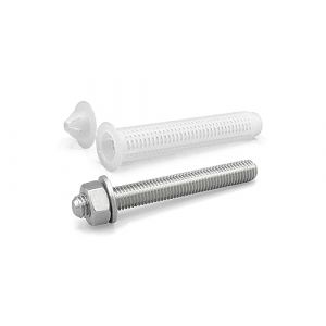 NOLDAR | Tige filetée avec écrou et rondelle pour ancrage chimique. Acier inoxydable. M8 x 110 mm. Comprend un tamis en nylon (15 x 85 mm) pour la fixation dans la brique/béton creux (8 + 8 pièces) (NOLDAR, neuf)