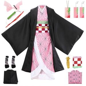 YYDSXK Cosplay Nezuko Tanjirou, D&eacute;guisement Kamado Nezuko Tanjirou Kochou Shinobu Mitsuri, Cadeau pour Enfants Adulte, Ensemble de Cape Kimono pour Carnaval Halloween No&euml;l (Miscco-FR, neuf)