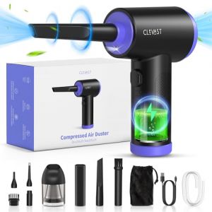 CLEVAST Souffleur Air Comprimé, 3 in 1 Dépoussiérant Puissants électrique 110000RPM, 3 Vitesses Air Comprimé Duster avec brosse de nettoyage, Nettoyeur à air comprimé pour clavier,voiture (CLEVAST, neuf)