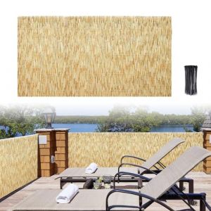 Brise Vue Bambou Naturel Canisse Bambou 60cm 70cm 80cm 90cm 100cm 110cm 120cm 130cm 140cm 150cm 160cm Hauteur Clôture En Roseau Durable Pour Balcon, Terrasse Et Jardin(Color:Primary white line,Size:11 (ZYFSJstore, neuf)