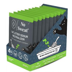No Sweat Neutralisant D'odeur De Litière Pour Chat Au Charbon Actif.Fabriqué à Partir De Coquille De Noix De Coco, Entièrement Naturel, Sans Produits Chimiques.10 Sachets-One Box 250 GR (ELGATOR, neuf)