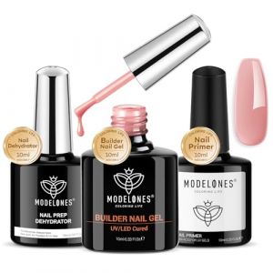 Modelones Gel Construction Ongle UV, 8-in-One Rose Builder Gel et Primer D&eacute;shydrater Ongle Vernis Semi Permanent Kit, Gummy Rubber Base Pose Americaine, Extension et Modelage pour Faux Ongles Manucure (MJ BEAUTY, neuf)