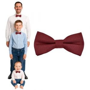 DonDon noeud papillon homme enfants garçons ou bébés Bordeaux mat, pré-noué et longueur réglable en coton gabardine - accessoire festif pour mariage, communion et cérémonie (urban-styles, neuf)