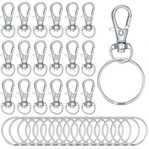 130 Pi&egrave;ces Mousqueton Porte Cl&eacute;f(65 Mousqueton Pivotant + 65 Anneaux de Porte Cl&eacute;), Attache Porte-cl&eacute;s, Fermoir Mousqueton pour Bricolage Bijoux (MaiMaiDuo, neuf)