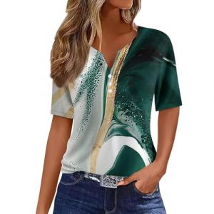 Chemisier Femme Chic Et éLéGant Chemisiers Et Blouses Femme Manches Courtes Sexy ÉTé Grande Taille DéContractéE Chemisier Femme Haut Femme Chic Et Elegant Blouse Femme(C Vert,XL) (LOAMD, neuf)