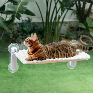 GUUSII HOME Hamac Chat Fenetre Ventouse Panier Transat Suspendu Pliable Support Perchoir Etagere Interieur Petite et Grande Chats Cododo Lit pour Coussin Tapis Réversible 54 * 30cm (GUUSII HOME, neuf)