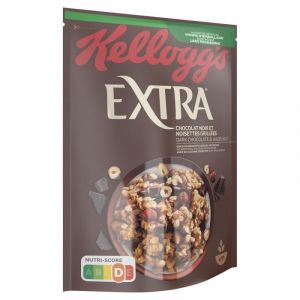 C&eacute;r&eacute;ales Gourmandes Kellogg's Extra Chocolat Noir et Noisettes - 500g | Source d'&eacute;nergie & plaisir matinal | Id&eacute;al pour petit-d&eacute;jeuner et snacking - Le Lot De 3 (Franc shopping, neuf)