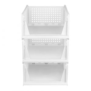 Rangement Vetement Pliable et Empilable Organisateur Tiroir Boite pour Armoire Plastique Tiroir Coulissant pour Vetement, Sous Vetement, Chambre, Dressing -33,5 x 43 x 54,5 cm, 3 (1 PC) - Blanc (Hechheu, neuf)