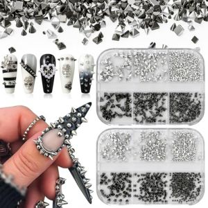 ZenithAura 12 Boîtes de Charme Gothique pour Ongles Clous Rivets, Mini Pointes pour Ongles Perles Clous Punk, Style Victorien & Décorations pour Art de l'Ongle Halloween, (JINKEWANJIA, neuf)