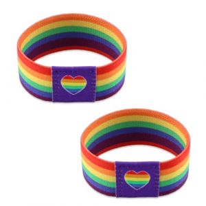 WUSJCOF Bracelet LGBT - 2 pièce, Bracelet Gay Pride avec le Drapeau Arc-en-ciel, Bracelet Pride et Drapeau LGBT, Accessoire de Montre (Arc-en-ciel) (NAROU DUTEN, neuf)