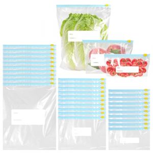 30 Pi&egrave;ces Sac Congelation Reutilisable, Grands Moyens et Petits Zip Top Reusable Food Storage Bags, Sac Herm&eacute;tique R&eacute;utilisable avec Zip, Sacs de Alimentaires &Eacute;tanches pour Fruits, Viande, L&eacute;gumes (hejiuwenhua, neuf)