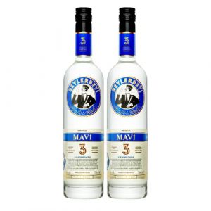 RAKI - Beylerbeyi Mavi Raki 2 x 70cl | Eau de Vie Turque Aromatisée à l'Anis - 100% Raisins Frais - Sans Sucres Ajoutés | Triple Distillation - Volume d'Alcool 45% (BEYIM, neuf)