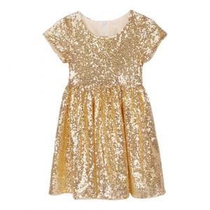 Generisch 2025 Robes Filles Robe B&eacute;b&eacute; Enfant Paillettes Robe Enfants F&ecirc;te Robe Demoiselle d'honneur Mariage Robe, or, 6 ans (⭐⭐⭐⭐⭐GuoWeiJin, neuf)