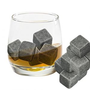 Grenhaven 9pcs Whisky Pierres Ice Cubes Glaçons stéatite Glacons en Pierre avec Sac de Cordon refroidisseurs de Boissons Bière Rocks glacon Whisky Granite Pouch (9s Set Pierres de Whisky) (FlashFire DE, neuf)