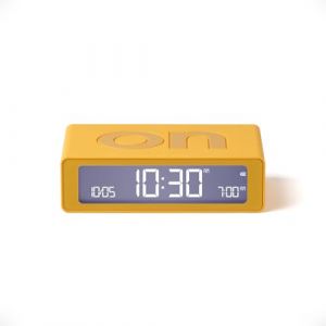 LEXON Flip Mini Réveil Matin de Voyage, Horloge numérique LED on/Off à luminosité réglable, Rechargeable et Tactile, idéal comme réveil de Chevet - Jaune (LEXON DESIGN, neuf)