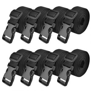 TRIWONDER Sangle à Boucle Rapide 25 mm 38 mm Sangle Valise Voyage Sangle d'Arrimage Sangle à Cliquet Courroie de Serrage pour Bagage Fixation (1 m, Noir - 25mm - 8 Pièces) (TRIWONDER (FR), neuf)