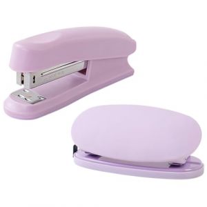 Mecmbj agrafeuse bureau, perforatrice 2 trous, Agrafeuse bureau sans agrafes, capacité de 20 feuilles, portable agrafeuse et perforatrice ensemble pour bureaux, salles classe, salles détude (violet) (TyfWon, neuf)